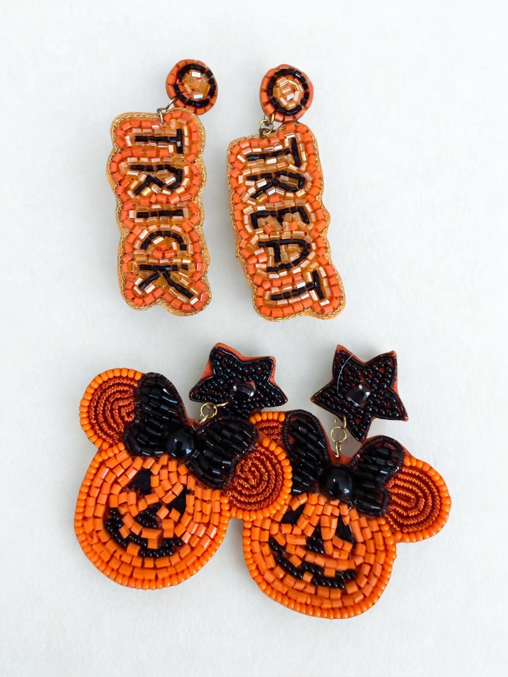 Beaded Halloween Earrings - Trick/Treat & Mickey Mouse